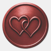 Deep Red Two Hearts Intertwined Wedding Ronde Sticker (Voorkant)