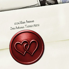 Deep Red Two Hearts Intertwined Wedding Ronde Sticker
