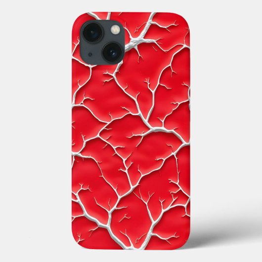 Deep Red Vein iPhone Case with Organic Texture (Achterkant)
