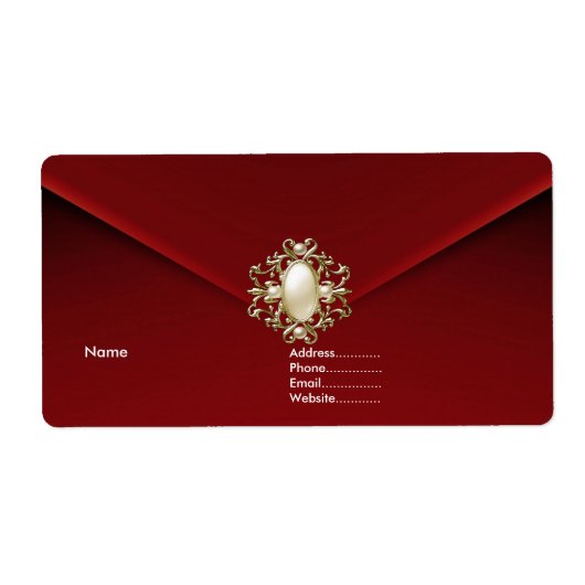 Deep Red Velvet Pearl Jewel Etiket (Voorkant)