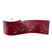 Deep Red Wassail Floral Ribbon Grosgrain Lint (Spoel)