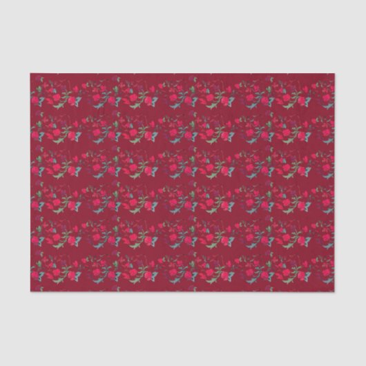 Deep Red Wassail Floral Tissue Paper Tissuepapier (Voorkant)