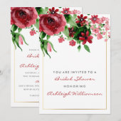 Deep Red Waterverf Roos Vrijgezellenfeest Kaart (Voorkant / Achterkant)