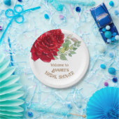 Deep Red Waterverf Rozen Vrijgezellenfeest Papieren Bordje (Feest)