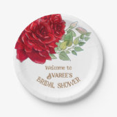 Deep Red Waterverf Rozen Vrijgezellenfeest Papieren Bordje (Voorkant)