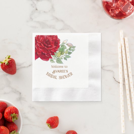 Deep Red Waterverf Rozen Vrijgezellenfeest Servet (Insitu)