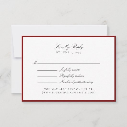 Deep Red Wedding Rsvp card (Voorkant)