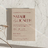 Deep Red Whimsical Modern QR Code Photo Wedding Kaart