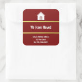 Deep Red White and Faux Gold Moving Announcement Vierkante Sticker (Tas)