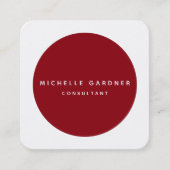 Deep Red White Minimalist Modern Professional Vierkante Visitekaartje (Voorkant)