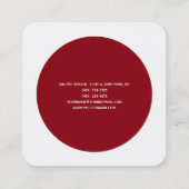 Deep Red White Minimalist Modern Professional Vierkante Visitekaartje (Achterkant)
