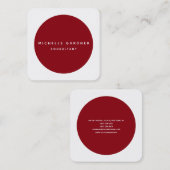 Deep Red White Minimalist Modern Professional Vierkante Visitekaartje (Voorkant / Achterkant)