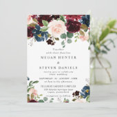 Deep Red Wine Burgundy Blush Navy Weddenschap Kaart (Staand voorkant)