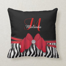 Deep Red Zebra Striped Bowed | Gepersonaliseerd