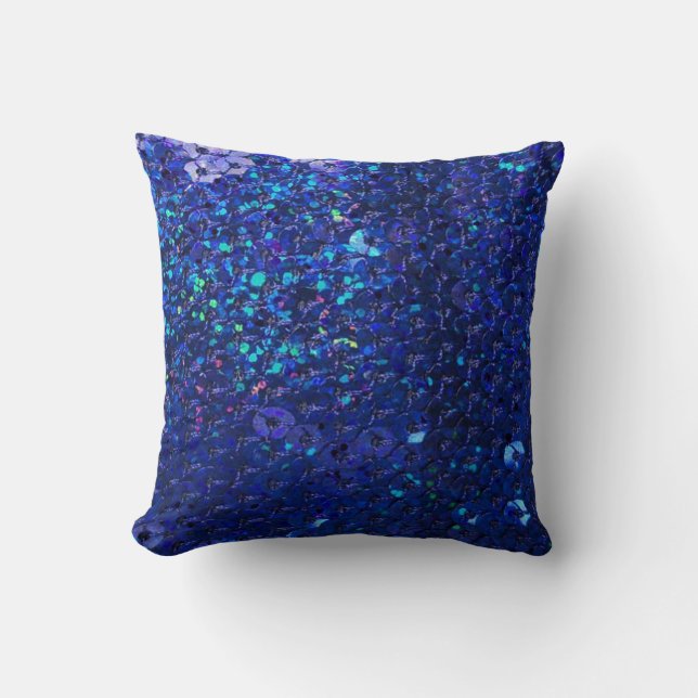 Deep Rich blue sequin Mojo Pillow Kussen (Voorkant)