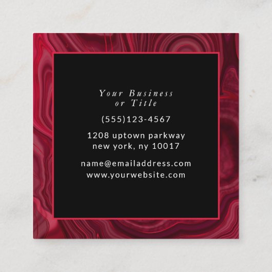 Deep Roos Abstract Agate Marged Pattern Vierkante Visitekaartje (Achterkant)