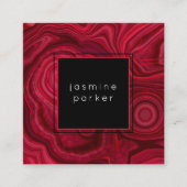 Deep Roos Abstract Agate Marged Pattern Vierkante Visitekaartje (Voorkant)