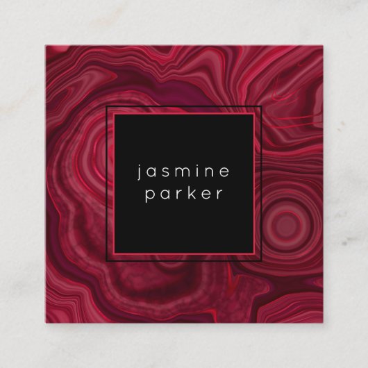 Deep Roos Abstract Agate Marged Pattern Vierkante Visitekaartje (Voorkant)