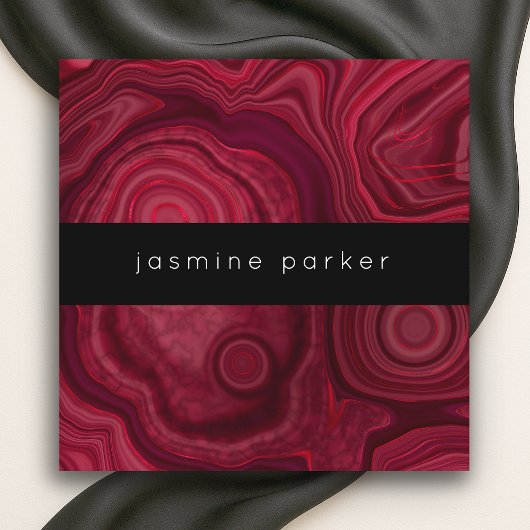 Deep Roos Abstract Agate Marged Pattern Vierkante Visitekaartje