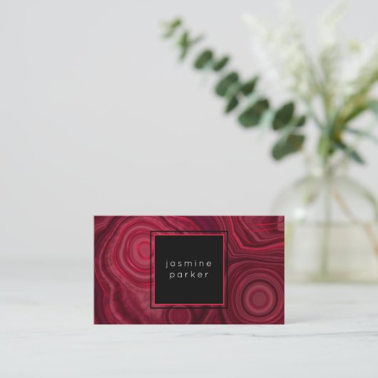 Deep Roos Abstract Agate Marged Pattern Visitekaartje (Staand voorkant)