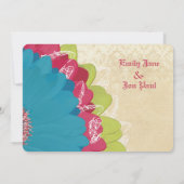 Deep Roos Blauwgroen en Citrus Limoen Gerber Weddi Kaart (Achterkant)