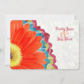 Deep Roos Blauwgroen Neo Mint Green Gerber Wedding Kaart (Achterkant)