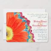 Deep Roos Blauwgroen Neo Mint Green Gerber Wedding Kaart (Voorkant)