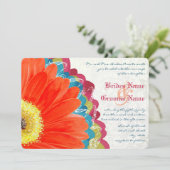 Deep Roos Blauwgroen Neo Mint Green Gerber Wedding Kaart (Staand voorkant)