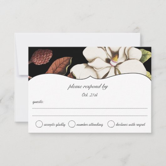 Deep Roos Magnolia Wedding RSVP Kaartje (Voorkant)