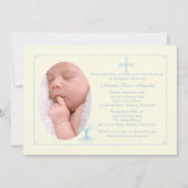 Deep Rooted Blue Baptism Photo Invitation Kaart (Voorkant)