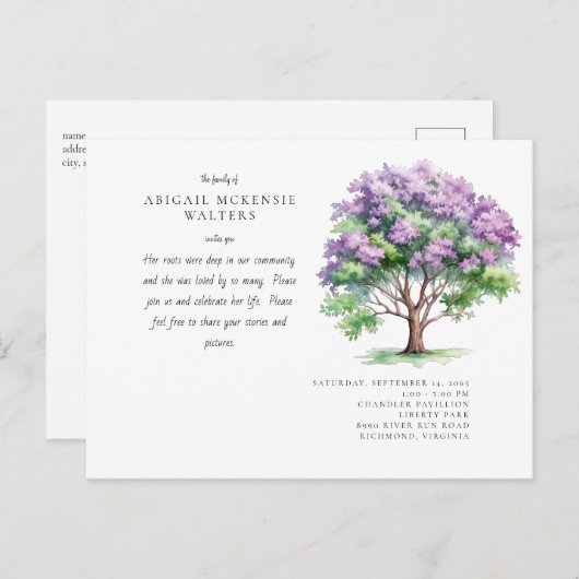 Deep Roots Pink Tree Viering van het Leven Briefkaart (Voorkant / Achterkant)