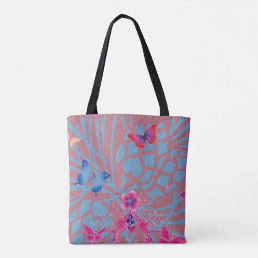 Deep Rose Gold Butterfly Kaleidoscope Custom Print Tote Bag (Achterkant)