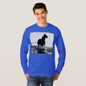 Deep Royal Blue Elegant Modern Running Horse T-shirt (Voorkant volledig)