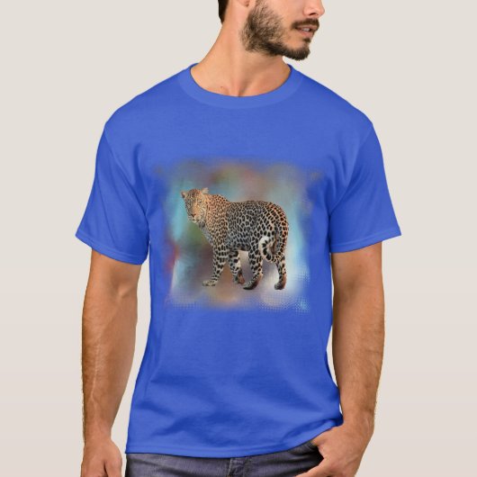 Deep Royal Blue Leopard Modern Elegant Sjabloon T-shirt (Voorkant)