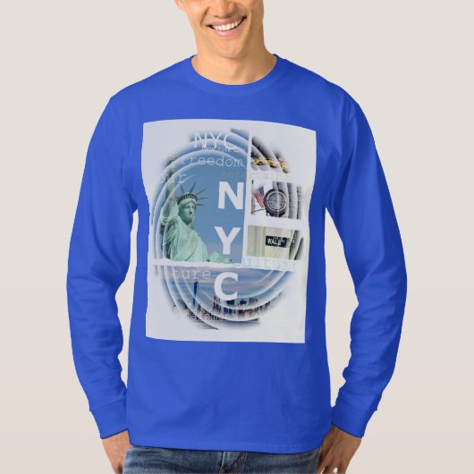 Deep Royal Blue Modern Nyc New York City Brooklyn T-shirt (Voorkant)
