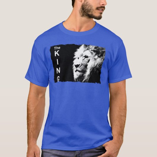 Deep Royal Blue Modern Pop Art Lion Head Elegant T-shirt (Voorkant)