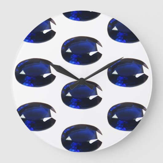 Deep Royal Blue Oval Sapphire Pattern Grote Klok (Voorkant)