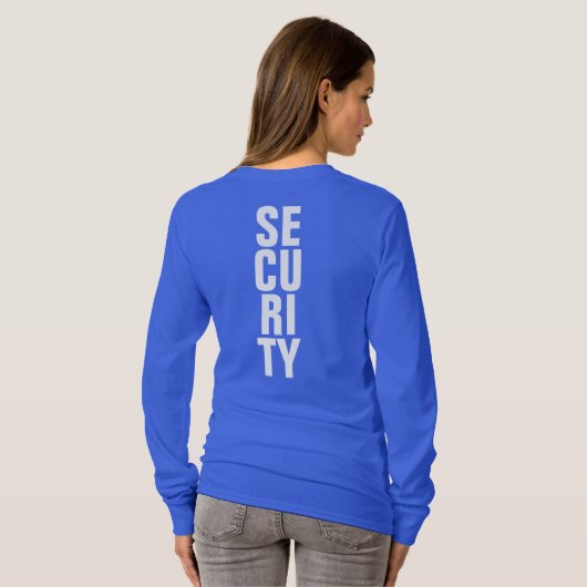 Deep Royal Blue Sjabloon Custom Vrouwen Security T-shirt (Achterkant volledig)