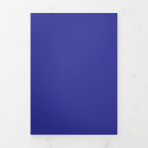 Deep Royal Blue Solid Kleur Achtergrond Drieluik Uitnodiging