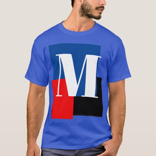 Deep Royal Initiaal Letter Monogram Modern Stijlvo T-shirt (Voorkant)
