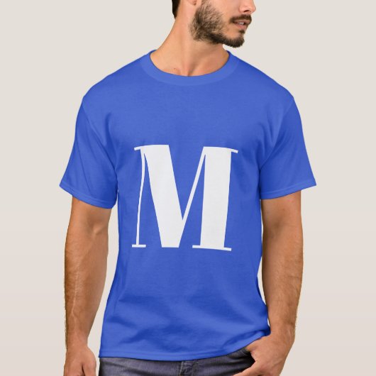 Deep Royal Initiaal Letter Monogram Modern Stijlvo T-shirt (Voorkant)