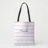 Deep roze Heart Pattern Naam Tote Bag (Voorkant)