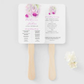 Deep roze waterverf fuchsia bruiloft programma handwaaier (Voorkant en achterkant)