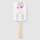 Deep roze waterverf fuchsia bruiloft programma handwaaier (Voorkant)