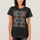 Deep Rust Coral Turquoise Southwest Kijk Motif T-shirt (Voorkant)