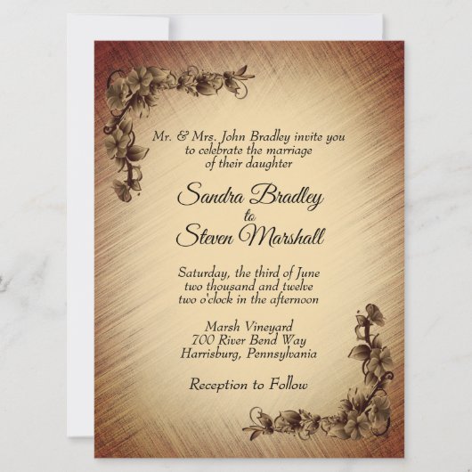Deep Rustic Flowers Weddenschap Kaart (Voorkant)