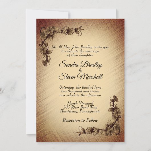 Deep Rustic Flowers Weddenschap Kaart (Voorkant)