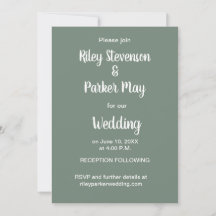 Deep Sage Green bruiloft uitnodiging