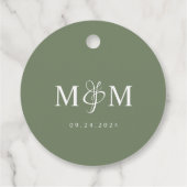 Deep Sage Green Monogram Ampersand Script Wedding Bedankjes Labels (Achterkant)