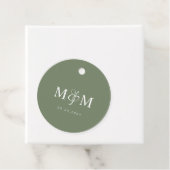 Deep Sage Green Monogram Ampersand Script Wedding Bedankjes Labels (In situ)